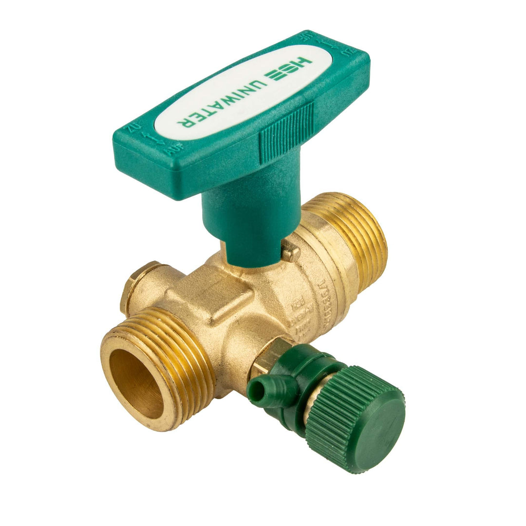 UNIWATER 1 1/4 (5/4) Zoll - DN 25 Trinkwasser-Kugelhahn mit Entleerung, Aussengewinde x Aussengewind