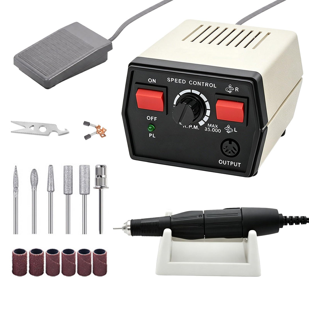 Labor Mikromotor Poliermaschine, 65W Elektrische Schleifen Poliere, mit Fusspedal & 6pcs Schleifzube