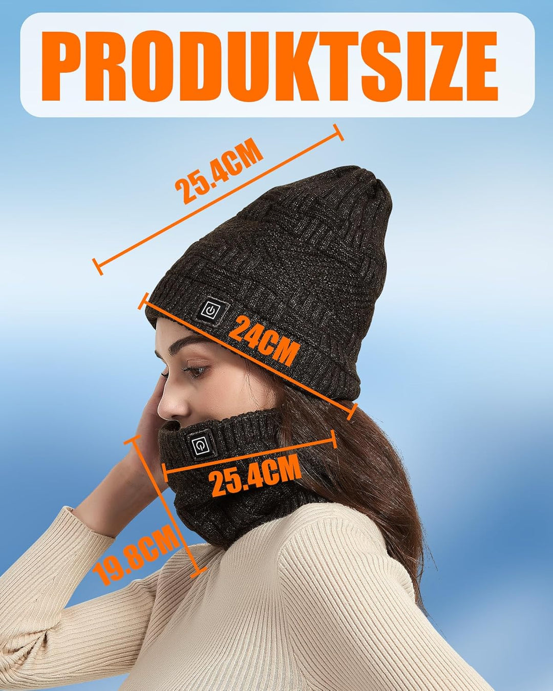 CYCYHEAT Beheizbare Mütze - Nackenwärmer Beheizbarer Schal & Beheizte Mütze für Männer und Frauen mi