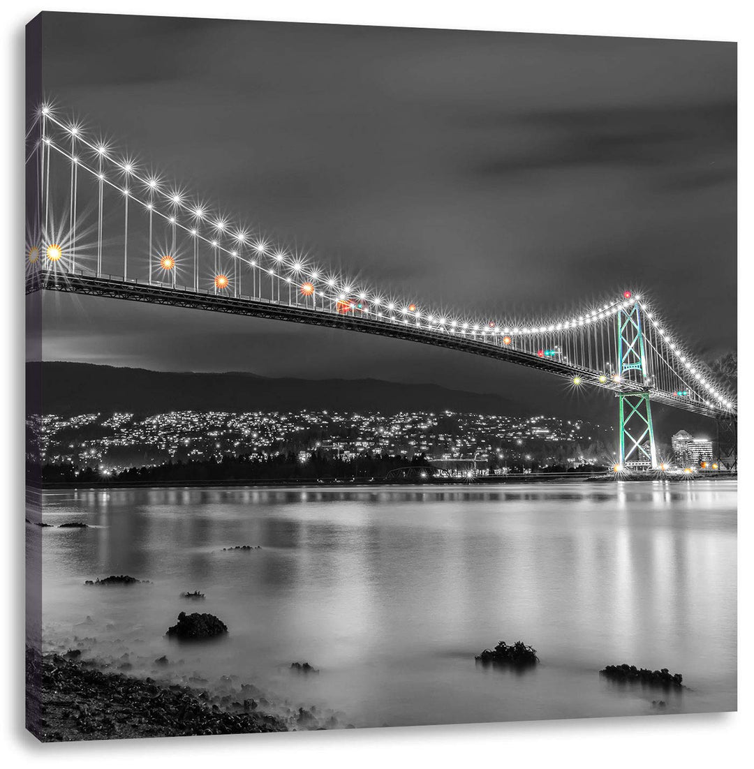 Pixxprint Lions Gate Bridge in Vancouver als Leinwandbild Quadratisch/Grösse: 70x70 / Wandbild/Kunst