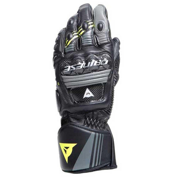 Dainese Druid 4 Gloves Motorradhandschuhe Sport Racing Handschuhe Leder, BLACK/CHARCOAL-GRAY/FLUO, M