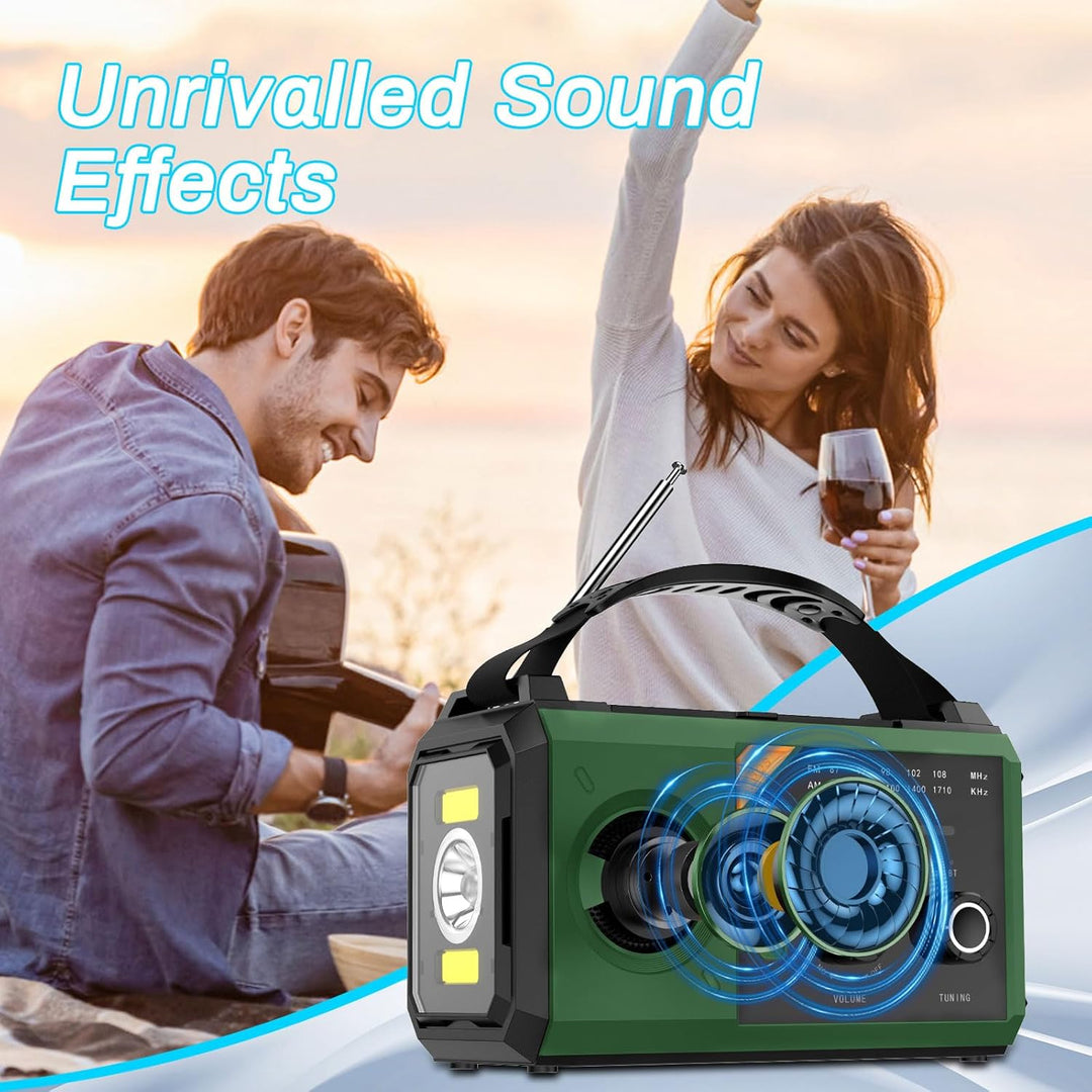 Wholede 30000mAh Kurbelradio mit Bluetooth, Solar Radio mit Handyladefunktion, AM/FM Tragbar Notfall