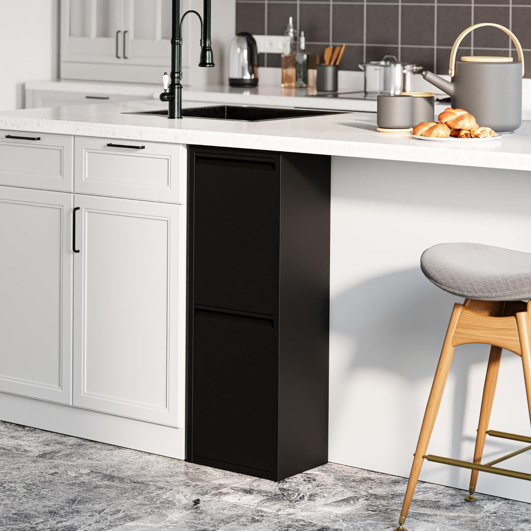 [en.casa] Mülltrennschrank Sollentuna Abfallschrank aus Metall 93 x 33 x 25 cm Mülltrennsystem mit 2