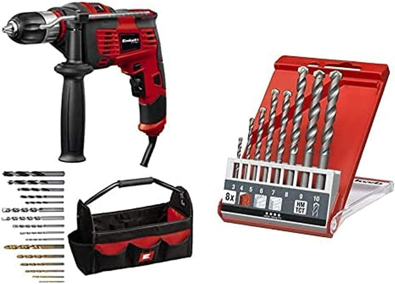 Einhell Schlagbohrmaschinen-Set TC-ID 1000 E Kit (1.010 W,Bohrleistung Holz 32 mm,Metall 13 mm,Beton