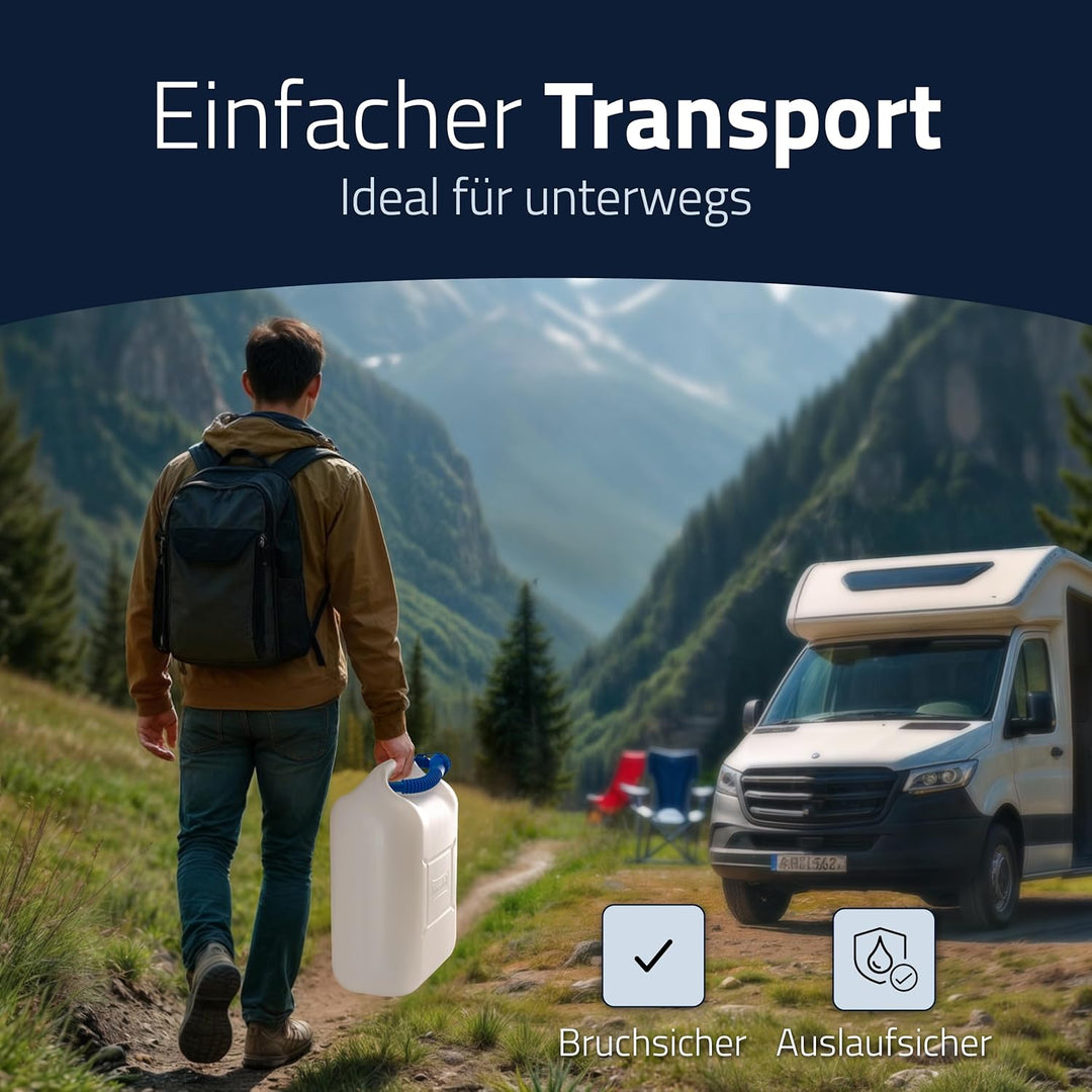 hünersdorff Wasserkanister ECO mit Auslaufrohr und unverlierbarer Deckelverschraubung, 22 L (mit Roh