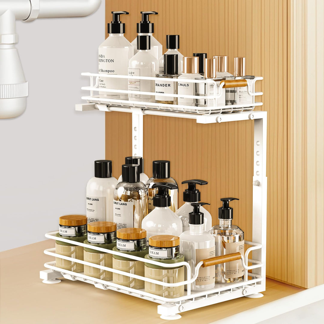 JYPS Schrank Organizer Küche, 2 Etagen Metall Spülschrank Organizer Unter Waschbecken Regal, Höhenve