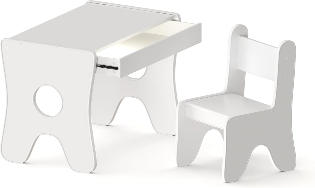 Happy Babies - Kinderschreibtisch-Stuhl-Set, ergonomischer Spieltisch mit geräumiger Schublade - Kin