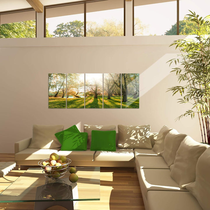 Runa Art Bild Wald Landschaft Wandbilder auf Vlies Leinwand 5 Teilig Wanddekoration Schlafzimmer Woh