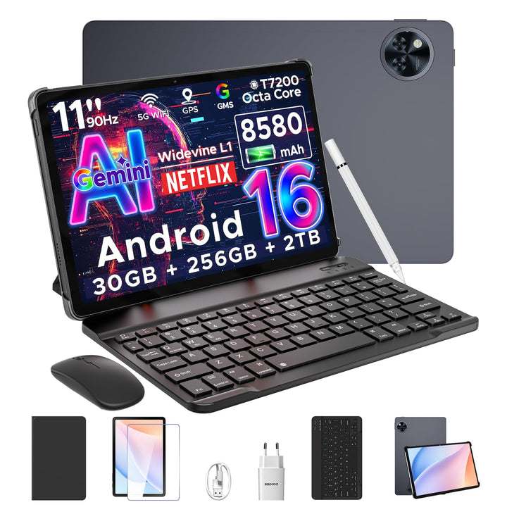 U11 Pro Android 16 Tablet 11 Zoll Tablet mit Tastatur, Stift, Maus, Hülle, 30GB+256GB (2TB TF) Netfl