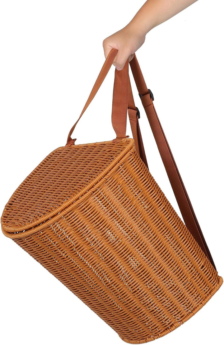 TOYANDONA Rattan-Outdoor-Rucksack: Geflochtener Weidenkorb mit verstellbaren Riemen für die Teeernte