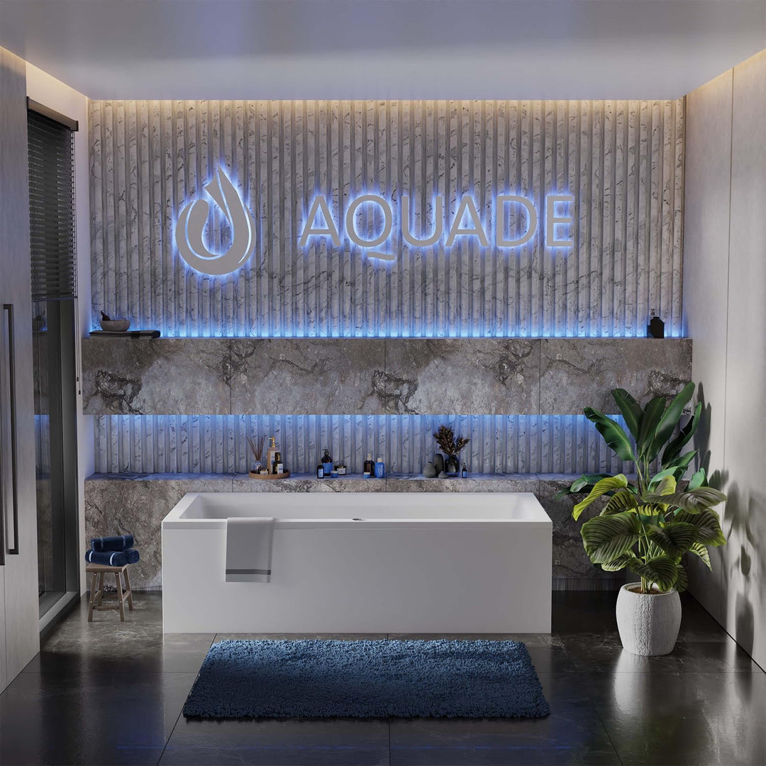 AQUADE Acryl Badewanne 180x80 Modell: Ulm - Weiss Badewanne Komplettset 180x80 - Badewannen mit Wann
