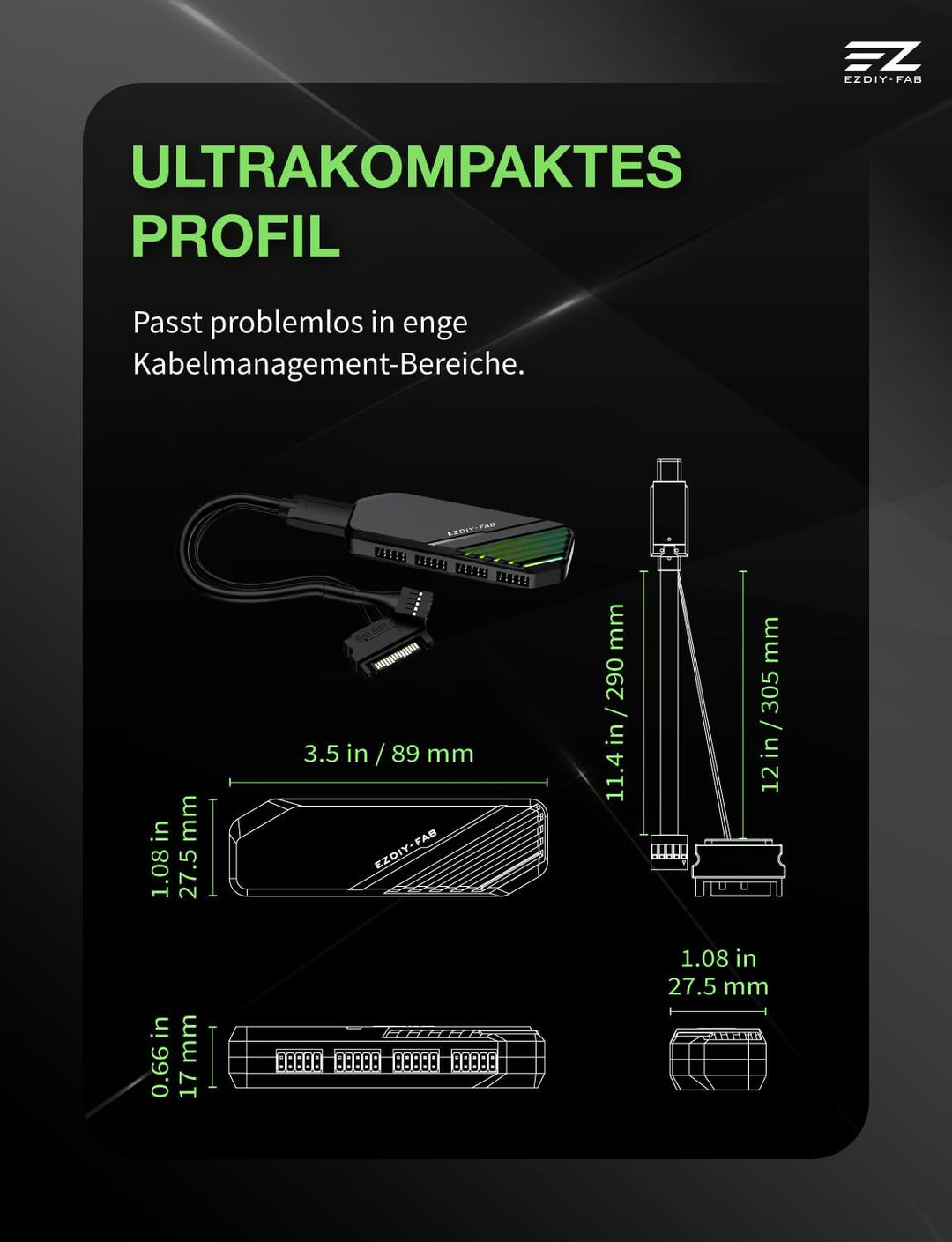 EZDIY-FAB MH01 Interner USB 2.0 9-Pin Hub,4-Port USB-Header-Erweiterung,SATA-Stromversorgung, Integr