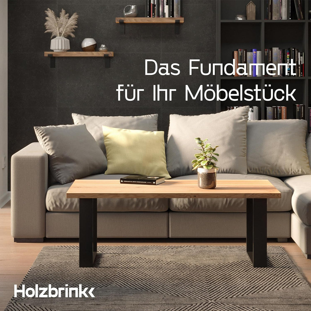 HOLZBRINK Tischbeine für Schreibtisch Esstisch, Möbelfüsse aus Vierkantprofil 80x20 mm, Tischgestell