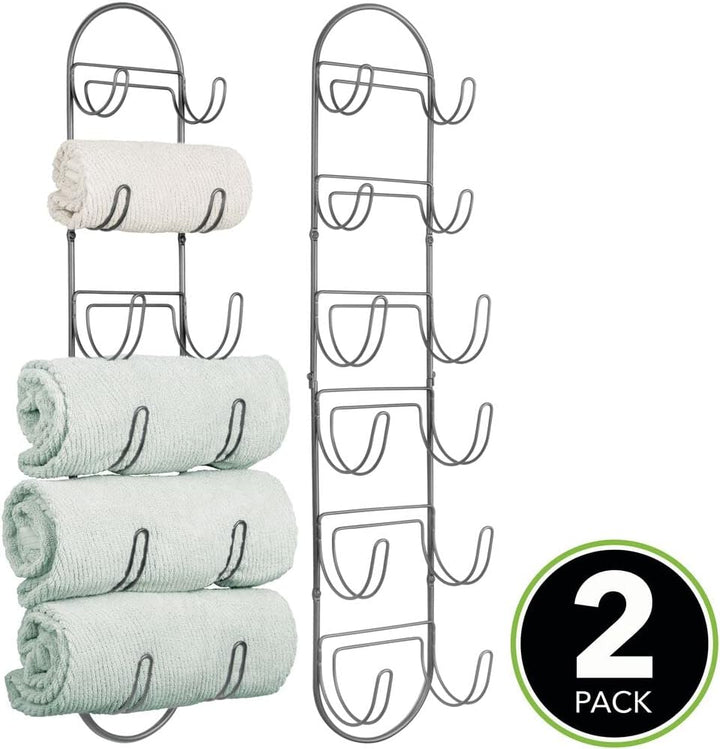 mDesign 2er-Set Handtuchhalter zur Wandmontage – Handtuchablage aus Metall – schickes Badzubehör – a