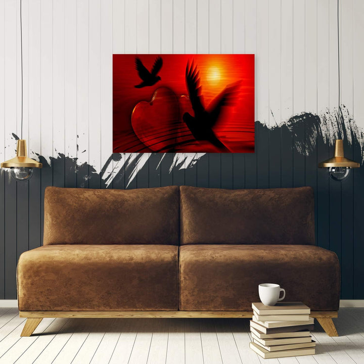 Leinwandbild XXL Herz Wandbild Kunst abstrakt Rot 120x80 cm M14333 120x80 cm, M14333 120x80 cm