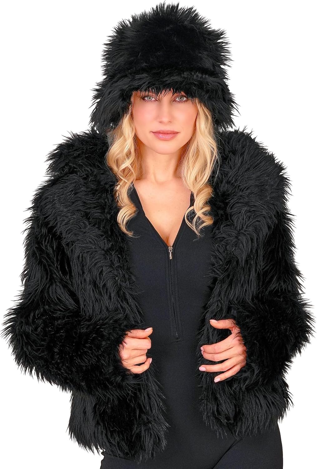 W WIDMANN MILANO Party Fashion - Damen Kunstfell-Jacke, flauschiger Pelz, Plüschjacke, Kostüm, Party