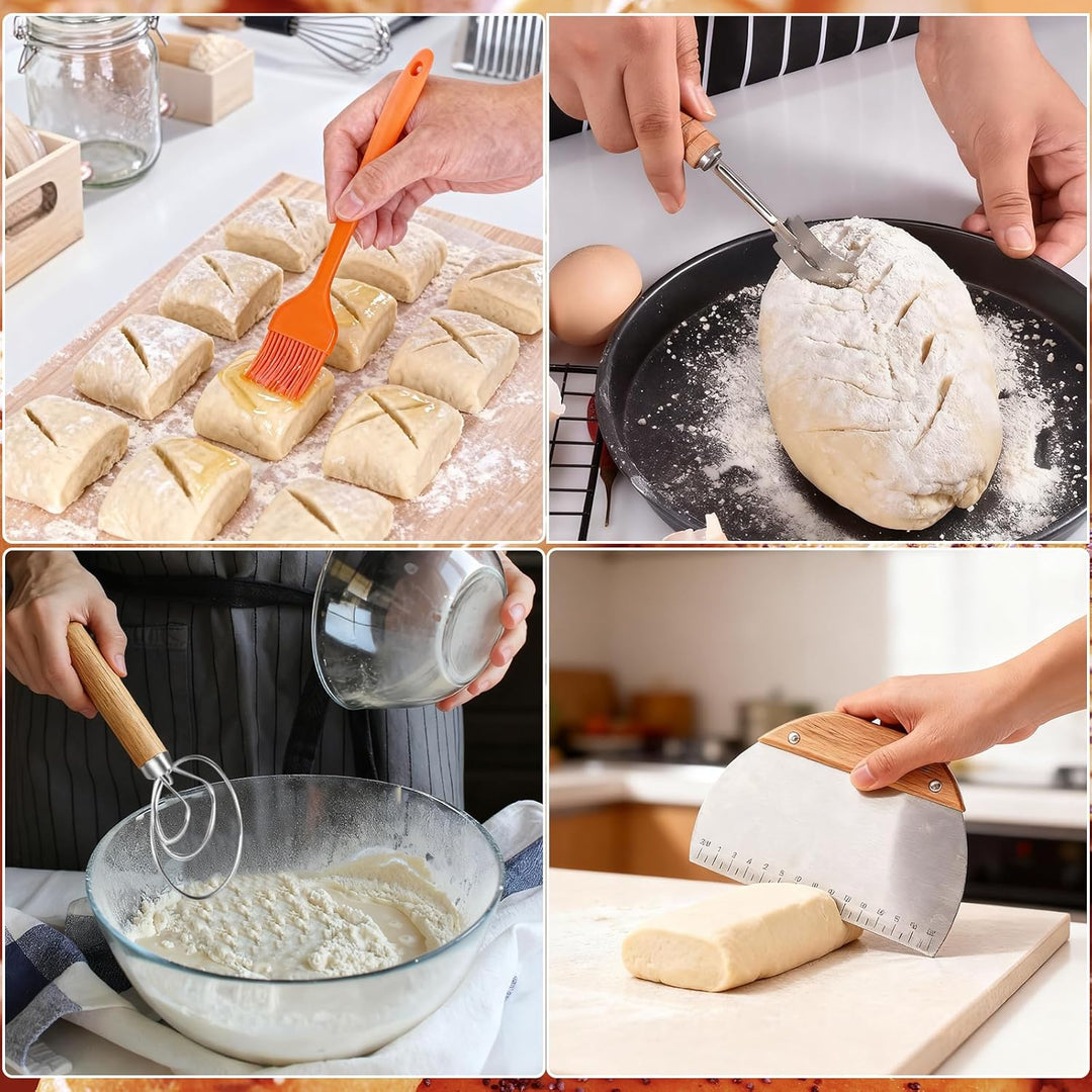 31 Stück Gärkörbchen für Sauerteig Starter Set,Gärkorb aus Silikon Brotlahme, kompletter Brotgärkorb