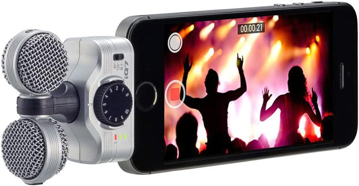 Zoom iQ7 Mitten-Seiten-Stereo Mikrofon für iOS-Geräte + keepdrum WSBK Fell-Windschutz
