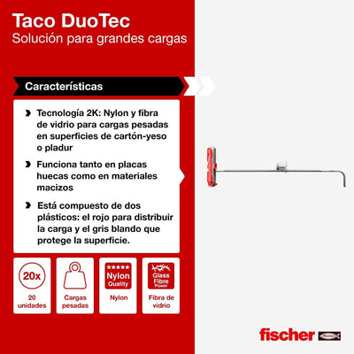fischer - DuoTec Gipskartondübel, Schrauben und Dübel für Gipskarton, 10 mm, Box 25 Stück Schrauben