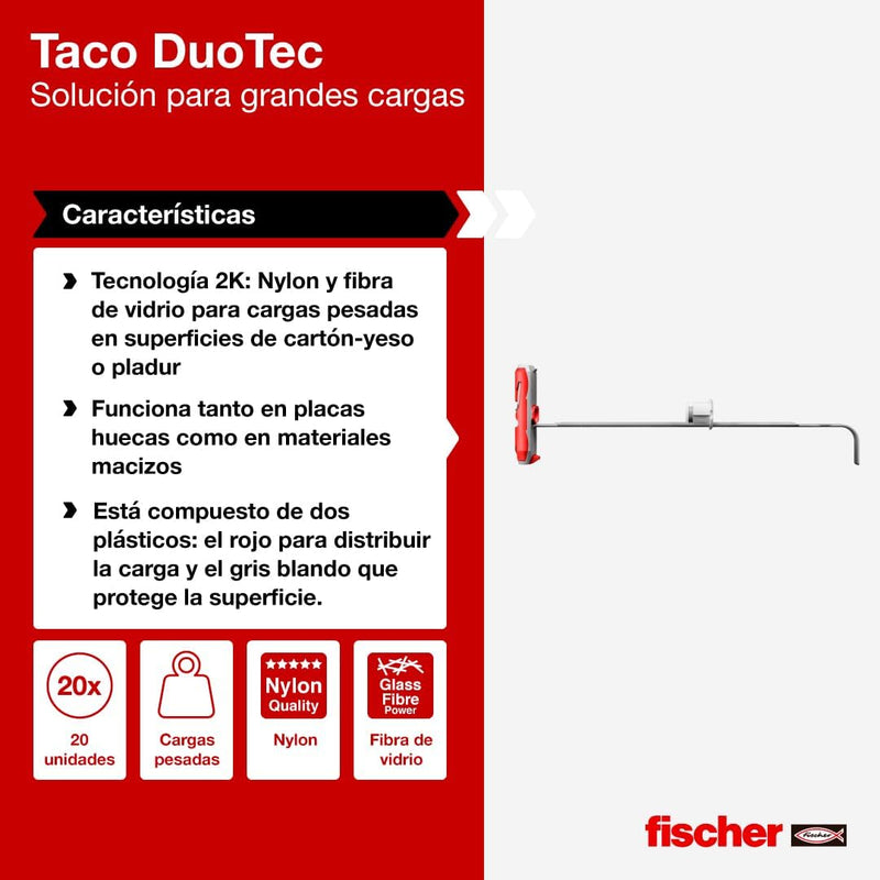 fischer - DuoTec Gipskartondübel, Schrauben und Dübel für Gipskarton, 10 mm, Box 25 Stück Schrauben