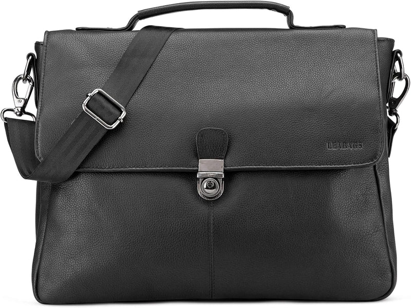 LEABAGS Leder Umhängetasche Herren Aktentasche Vintage Laptoptasche Messenger Bag für 15 Zoll Laptop