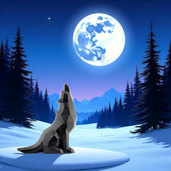 Wisifayardin Schwarzer Wolf heulender Wolf Figur Statue für Heimdekoration, Schwarz