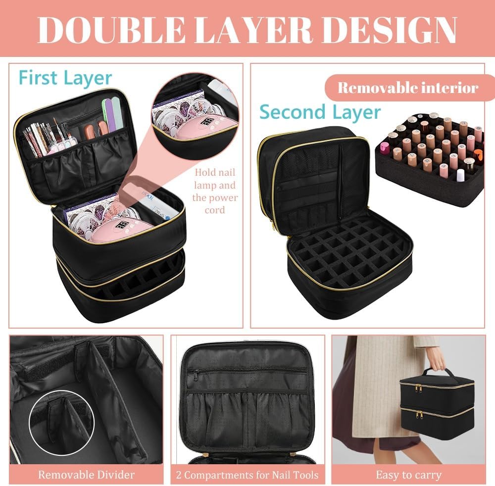 Nagellack Aufbewahrung Tasche Doppelschicht Nagellacktasche Schwarz Nagel Taschen Nagellack Organize