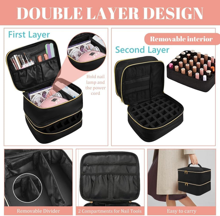 Nagellack Aufbewahrung Tasche Doppelschicht Nagellacktasche Schwarz Nagel Taschen Nagellack Organize