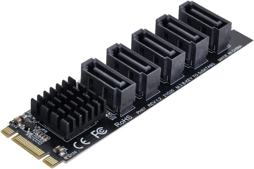NFHK NGFF JMB575 2280 Key B+M zu SATA 3.0 6 Gbps 5 Ports Classic, Classic