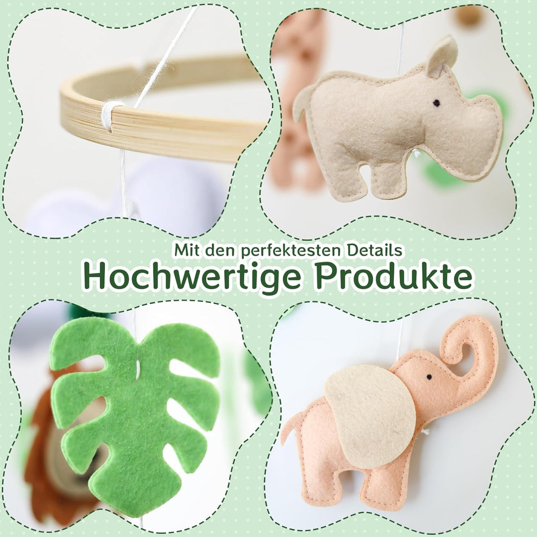 Giraffe Löwe Mobile Baby Windspiel Elefant Wald Tiere Babybett Mobile, Grüne Blätter Baby Mobiles Kr