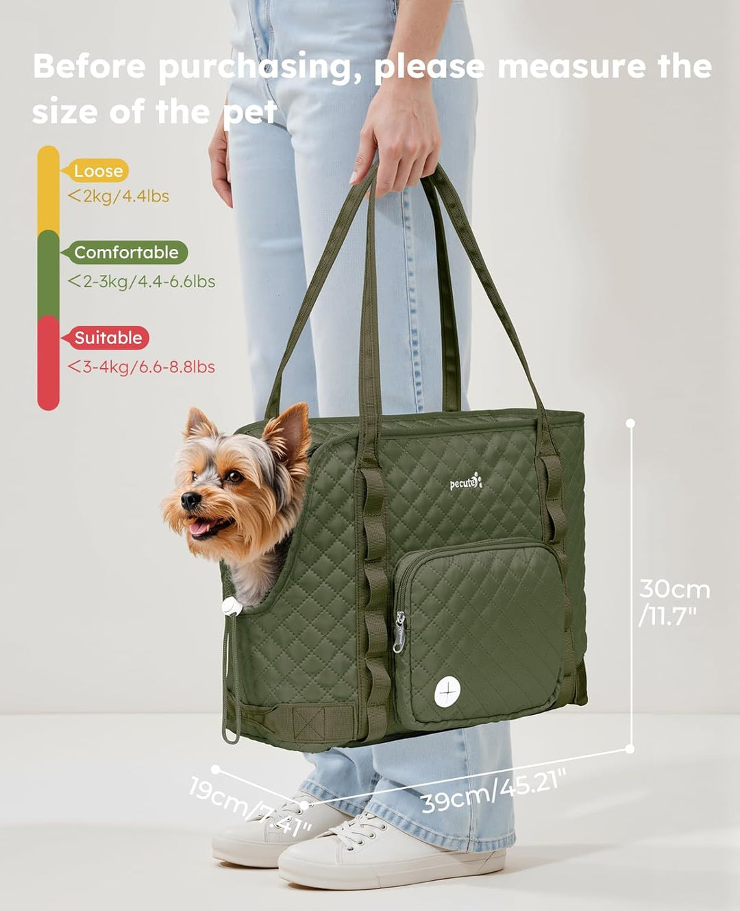 pecute Hundetasche für Kleine Hunde 4kg, Tragetasche Hund Hundetragetasche Leichte, Faltbare Hundetr