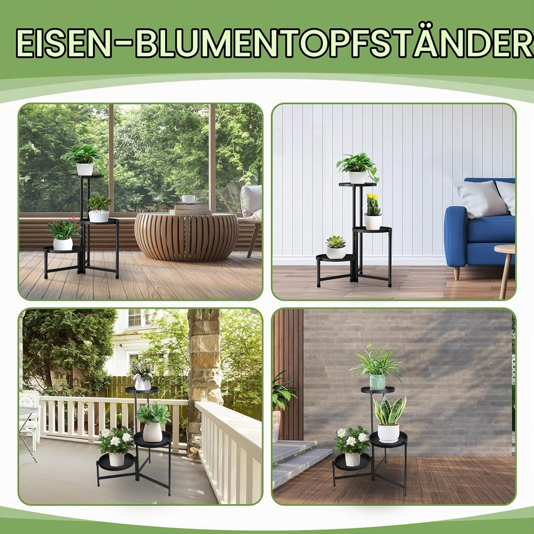 lalago 3 Etagen Blumenständer, Pflanzenregal Blumenregal Indoor Outdoor, Metall Pflanzenständer, Blu