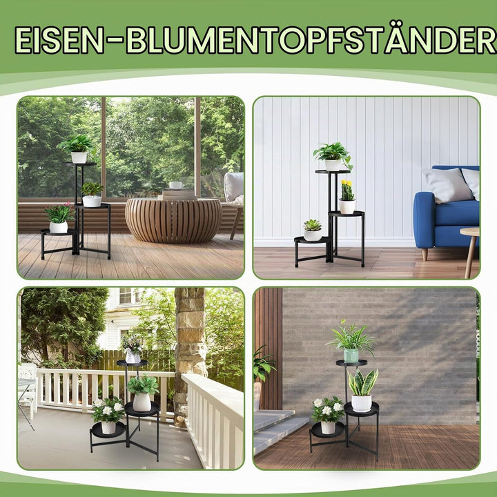 lalago 3 Etagen Blumenständer, Pflanzenregal Blumenregal Indoor Outdoor, Metall Pflanzenständer, Blu