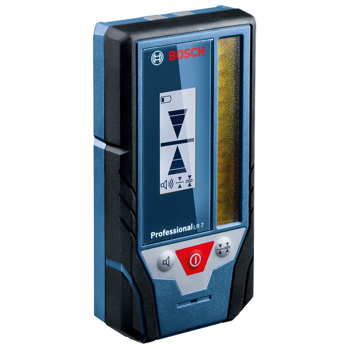 Bosch Professional Laserempfänger LR 7 (roter und grüner Strahl, 2 x AAA Batterien, Reichweite: 5-50