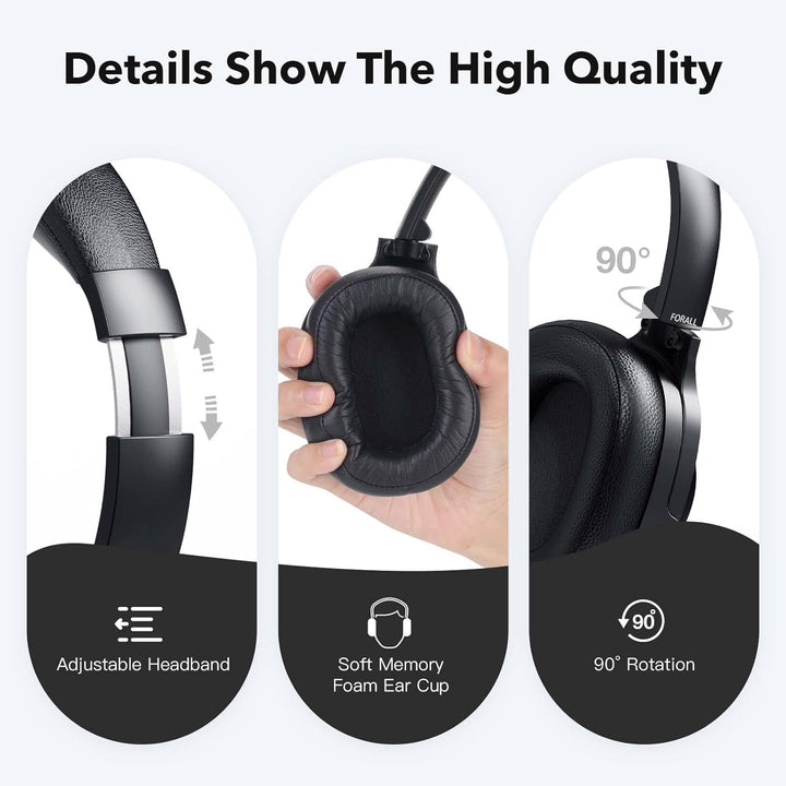 FORALL U20 Over Ear Kopfhörer Bluetooth Noise Cancelling Kopfhoerer, Fast Charging, 40H Spielzeit, A