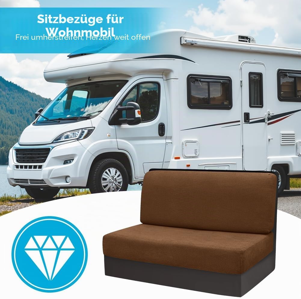 2 Stück Camper Kissenbezüge, 1 Set Spannbezüge Couch, RV-Sitzbezüge, Wohnwagen Polster, Sofa-Sitzkis