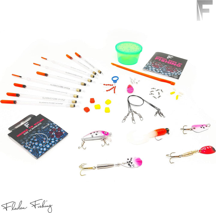 FLADEN Angelset für Kinder, mit Fluss-geladenem Grobklemmen, ideales Starter-Set für Kinder, Pink od