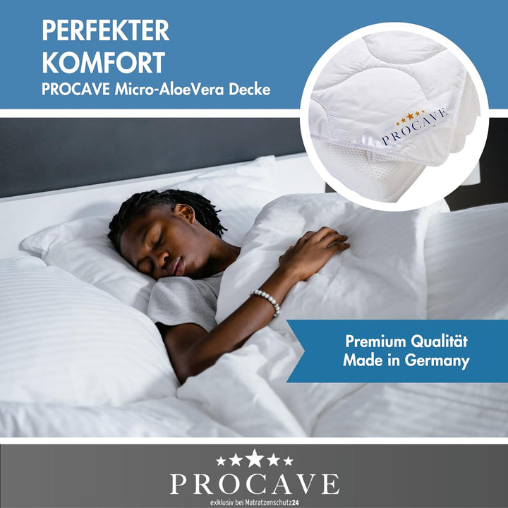 PROCAVE Micro-AloeVera Sommerdecke 200x200cm mit AloeVera-Veredelung | Microfaser | Aloe Vera | Step