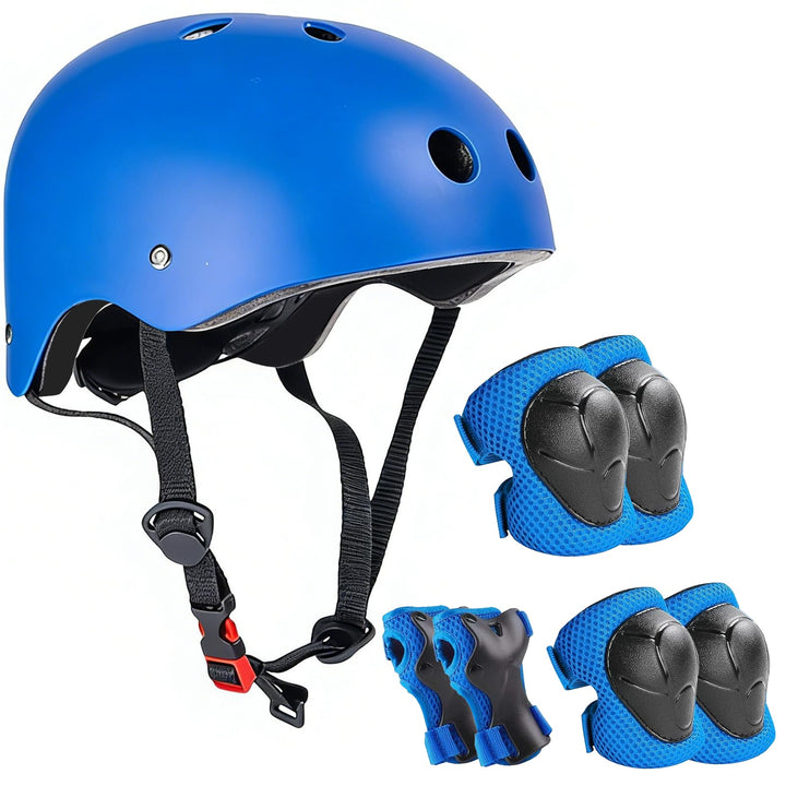 Knieschoner Kinder mit Helm, Schonerset Kinder Helm 3–9 Jahren, Knieschützer Inliner Kinder Schutzau