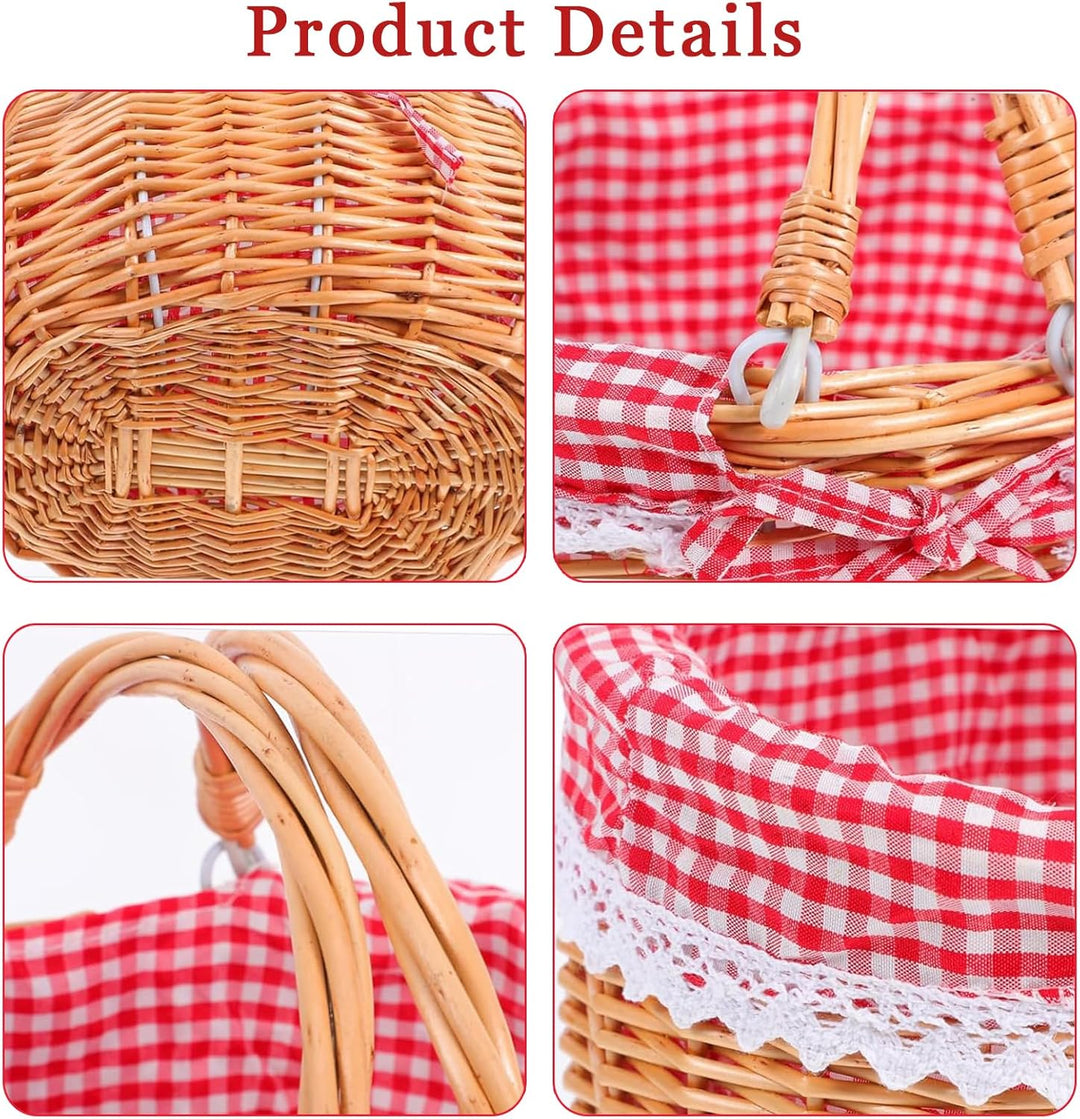 Picknickkorb aus Weide, Natural Weidenkorb mit Henkel, Handlicher Einkaufskorb aus Weide, Picknickko