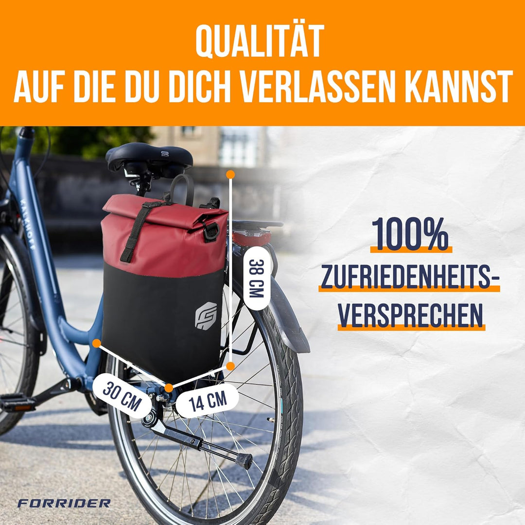 Forrider Fahrradtasche Wasserdicht für Gepäckträger [22L Volumen] mit Schultergurt | Gepäckträgertas