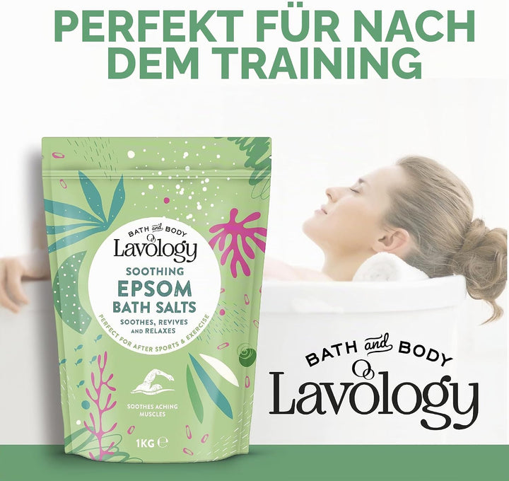 Lavology – Epsom Bade salz – Alle natürlichen Inhaltsstoffe – Beruhigend, entspannend, 5 kg