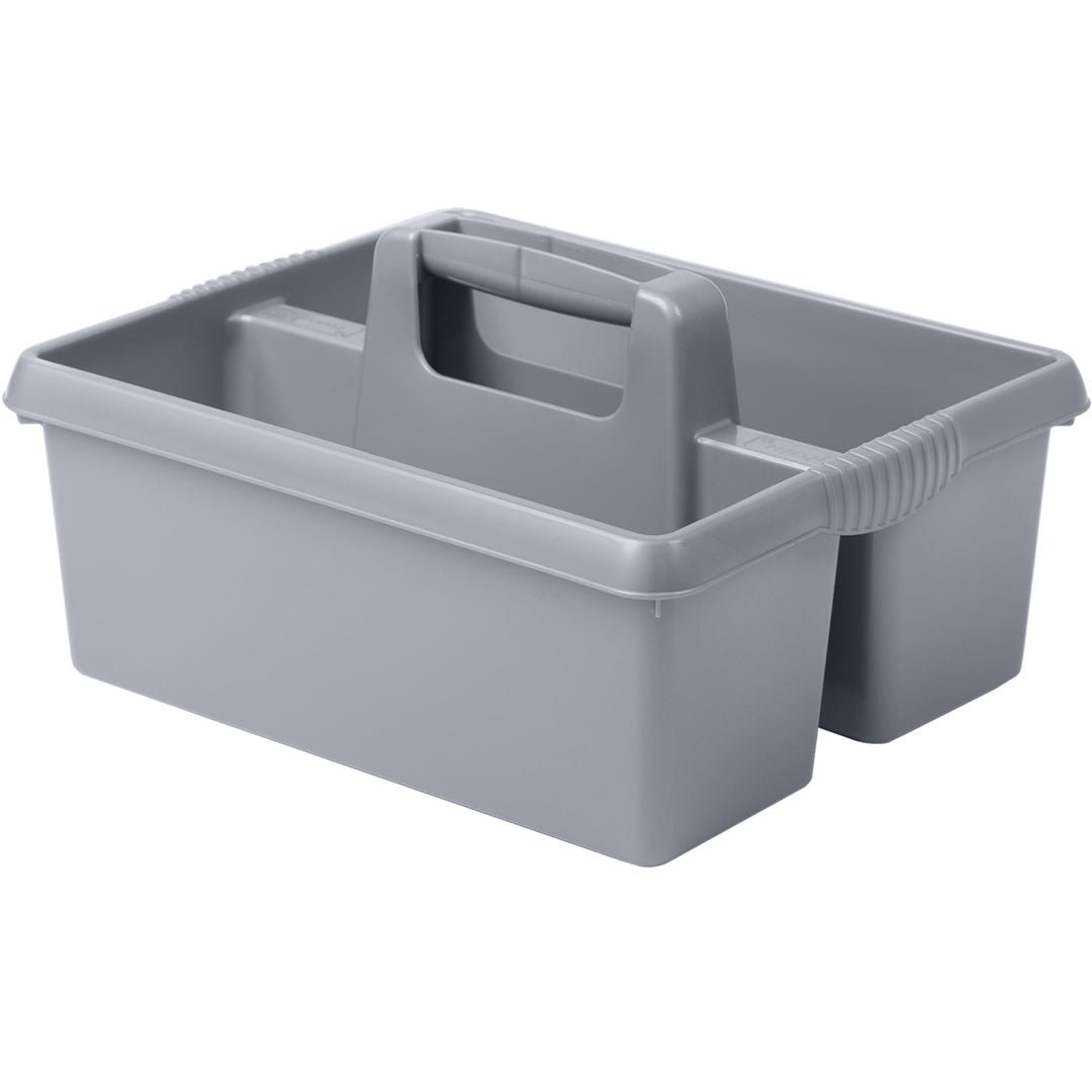 Tragbarer Organizer für Putzmittel 38x32x15 cm Grau Werkzeugträger Gartengerätekorb Schuhputzkasten