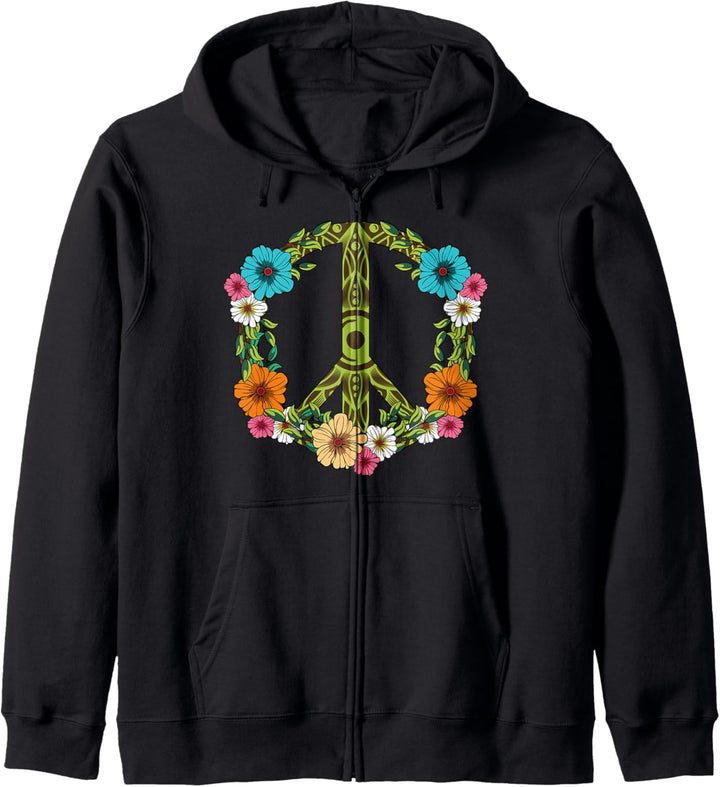 Peace Love Hippie 60er 70er 80er 90er Friede Freiheit Liebe Kapuzenjacke