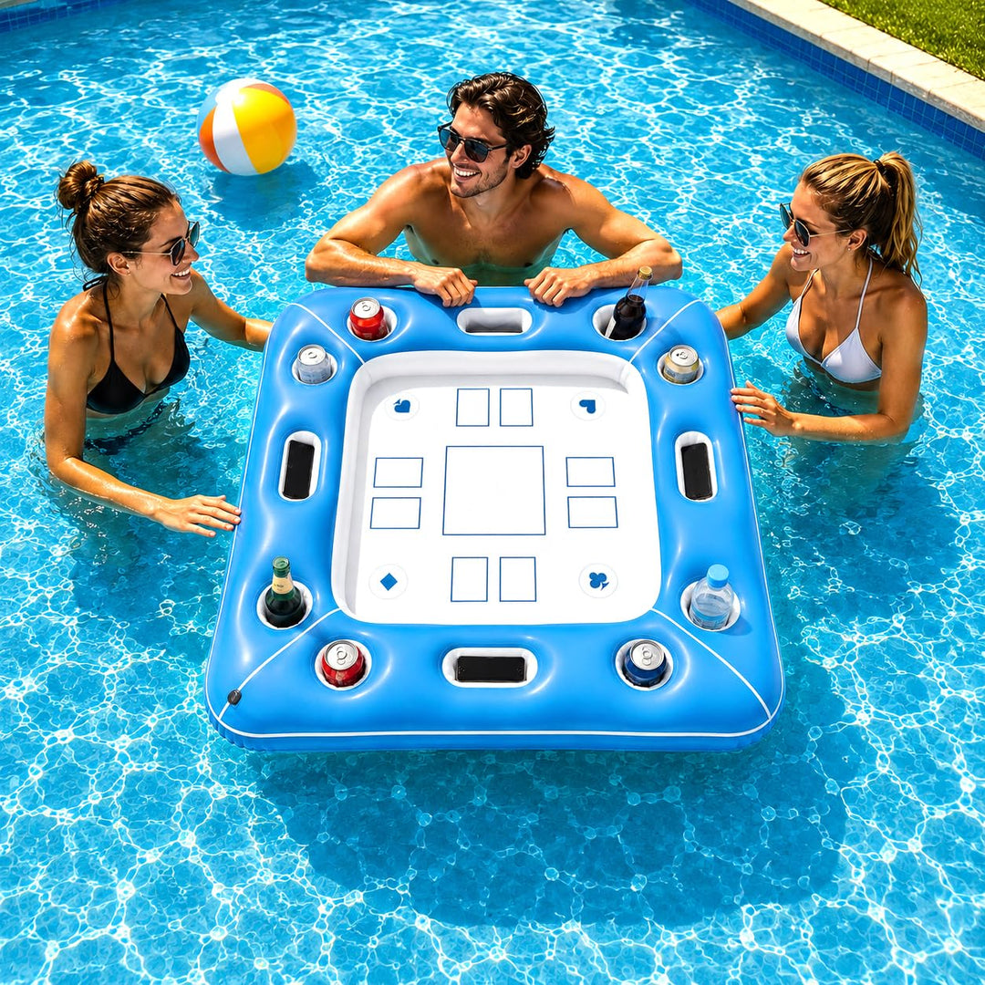 Luftmatratze mit Getränkehalter, Shyllin Tanning Pool, Pool Spielzeug | Für Poolpartys, Mit Kartensp