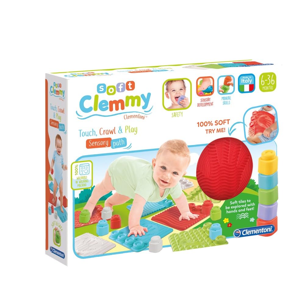 Clementoni 17352 Soft Clemmy Sensorische Krabbeldecke für Babys Bausteine für Kleinkinder ab 10 Mona