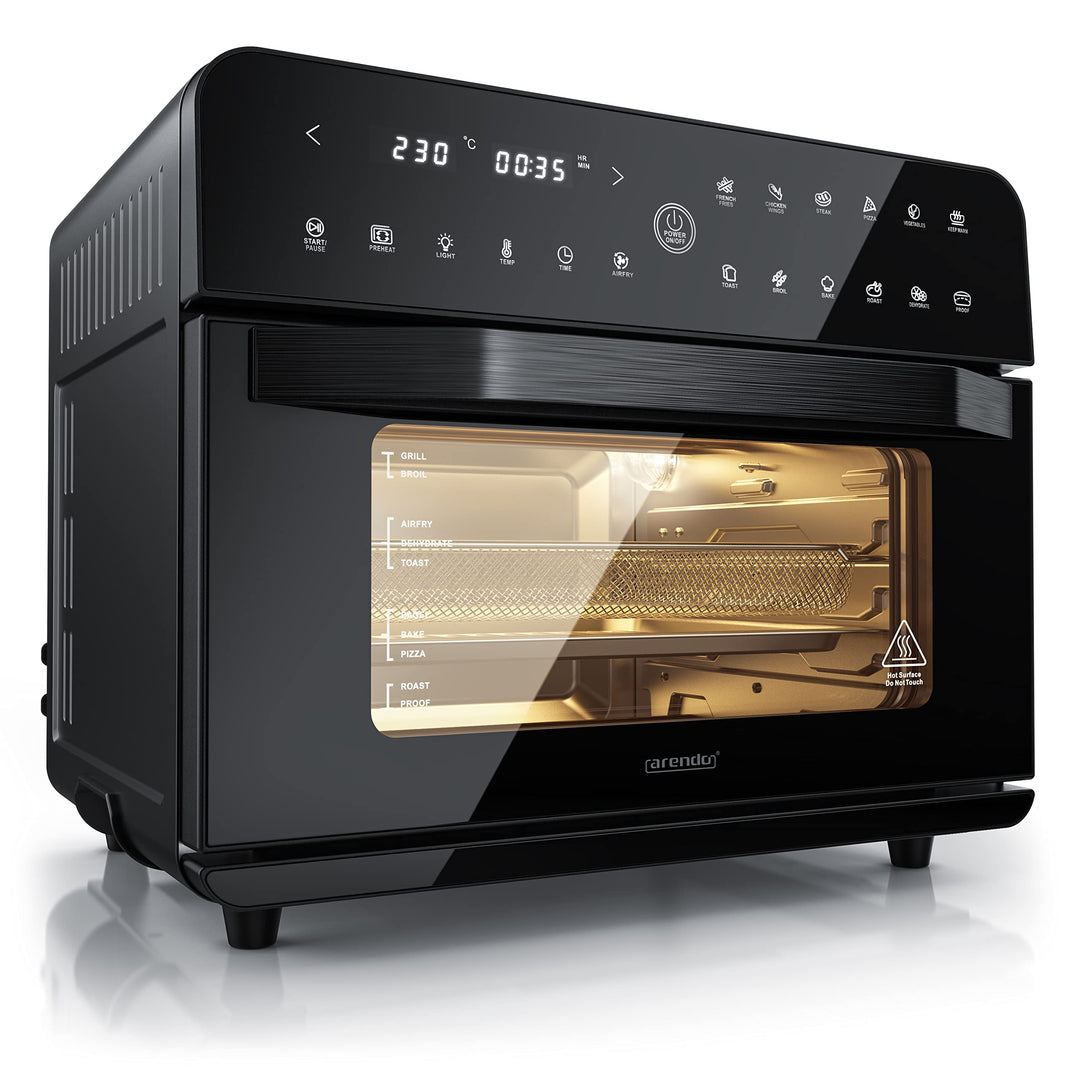 Arendo - Minibackofen 25l - Heissluftfritteuse 25 Liter Edelstahl - Multifunktionsofen - mini Backof