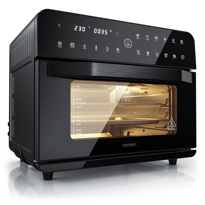 Arendo - Minibackofen 25l - Heissluftfritteuse 25 Liter Edelstahl - Multifunktionsofen - mini Backof
