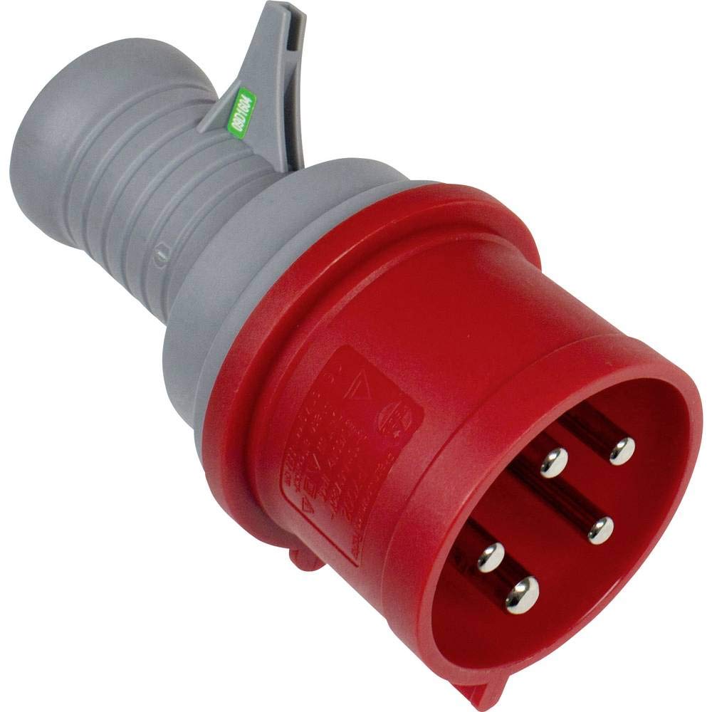 as - Schwabe Drehstrom-Prüfstecker, 400 V / 32 A / 5-polig, Diagnosestecker, 1 Stück, rot, 61478 400