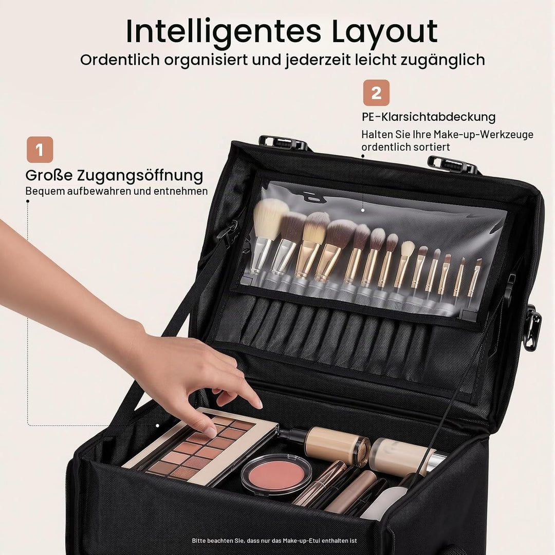 2 In 1 Kosmetik Trolley Multi-Function Friseurkoffer Professionelle Schwarz Kosmetikkoffer Beauty To